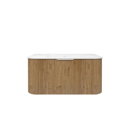 Agena Fluted Wood Grain Wall Hung Vanity Prime Oak