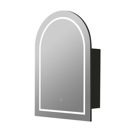 Allison Arch 3 Lights PVC Shaving Cabinets Matte Black 600X900X155mm