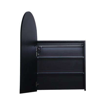 Allison Arch 3 Lights PVC Shaving Cabinets Matte Black 600X900X155mm