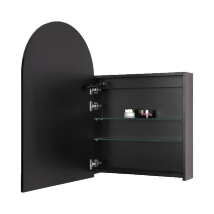 Allison Arch 3 Lights PVC Shaving Cabinets Matte Black 600X900X155mm