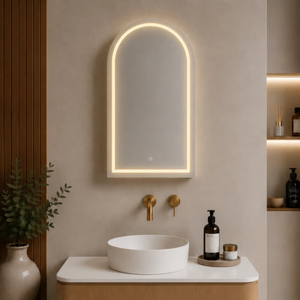 Allison Arch 3 Lights PVC Shaving Cabinets Matte Black 600X900X155mm