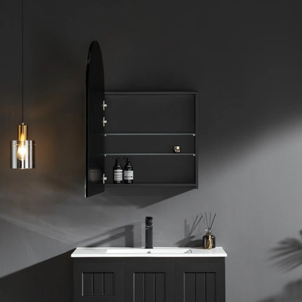 Allison Arch Shaving Cabinets Matte Black 600X900X150mm