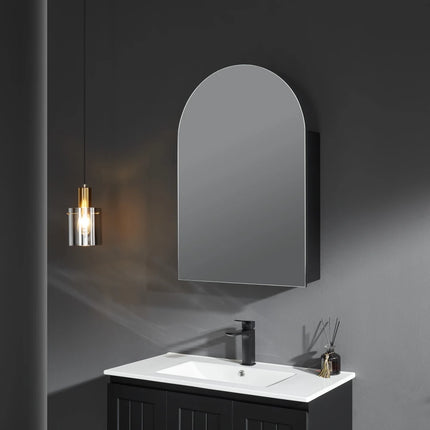 Allison Arch Shaving Cabinets Matte Black 600X900X150mm