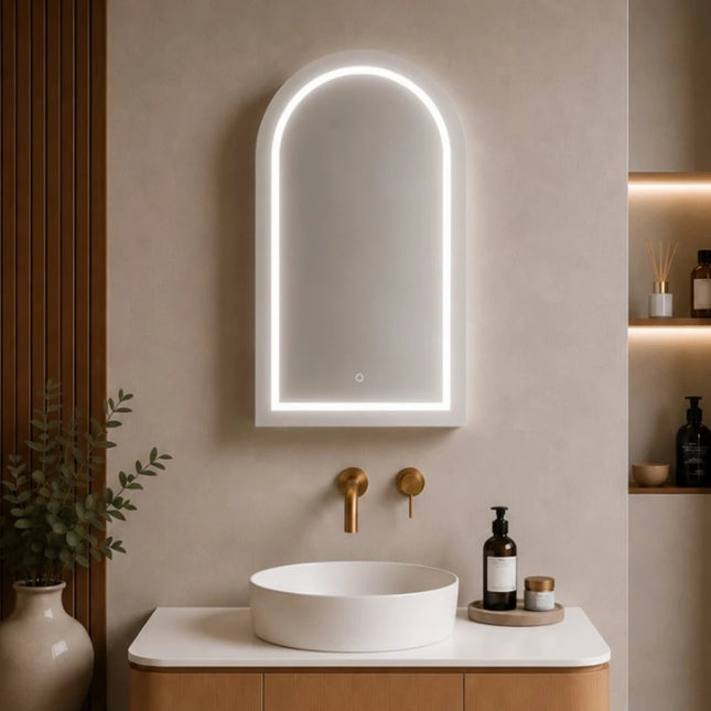 Allison Arch 3 Lights PVC Shaving Cabinets Matte White 600X900X155mm ,