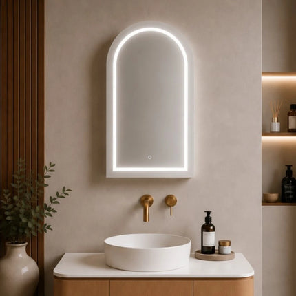 Allison Arch 3 Lights PVC Shaving Cabinets Matte White 600X900X155mm
