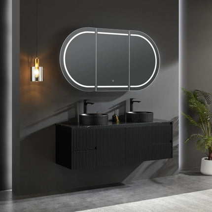 Allison Pill 3 Lights PVC Shaving Cabinets Matte Black 450-1500mm