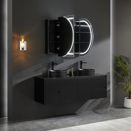 Allison Pill 3 Lights PVC Shaving Cabinets Matte Black 450-1500mm