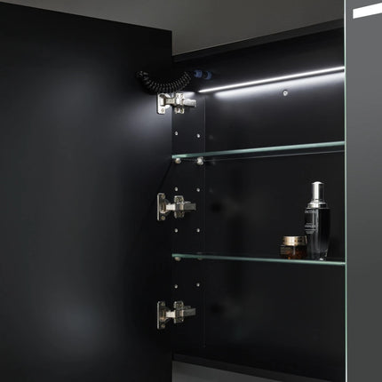 Allison Pill 3 Lights PVC Shaving Cabinets Matte Black 450-1500mm