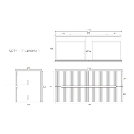 Cabarita Fluted Wall Hung Vanity Matte White ,