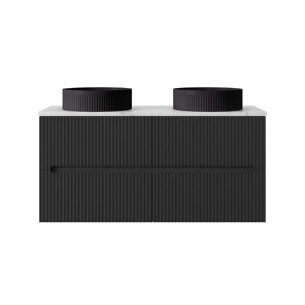 Cabarita Fluted Wall Hung Vanity Matte Black , 1200mm - 2B