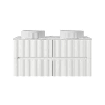 Cabarita Fluted Wall Hung Vanity Matte White , 1200mm - 2B