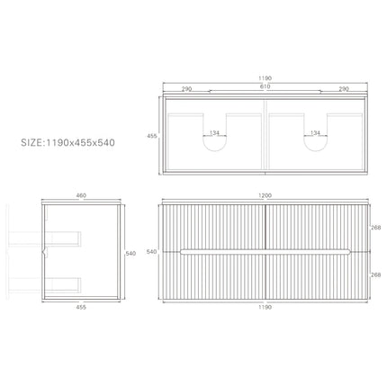 Cabarita Fluted Wall Hung Vanity Matte White ,