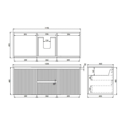 Crete Fluted Wall Hung Vanity Matte White ,