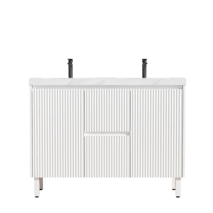 Crete Free Standing Vanity on Legs Matte White , 1200mm - 2B