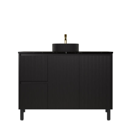 Crete Free Standing Vanity on Legs Matte Black , 1200mm - LHD