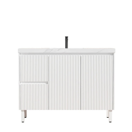 Crete Free Standing Vanity on Legs Matte White , 1200mm - LHD
