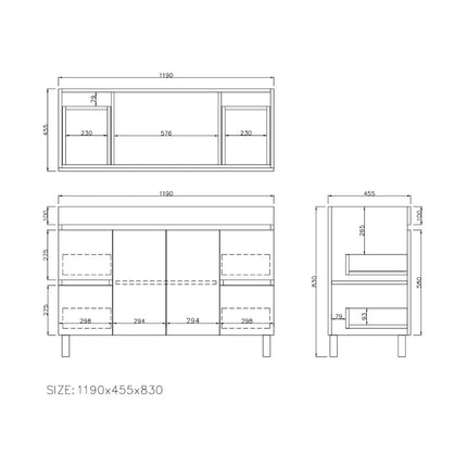 Camden Free Standing Vanity on Legs Coastal Oak