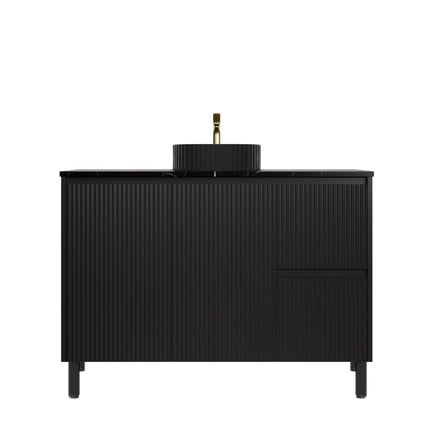 Crete Free Standing Vanity on Legs Matte Black , 1200mm - RHD