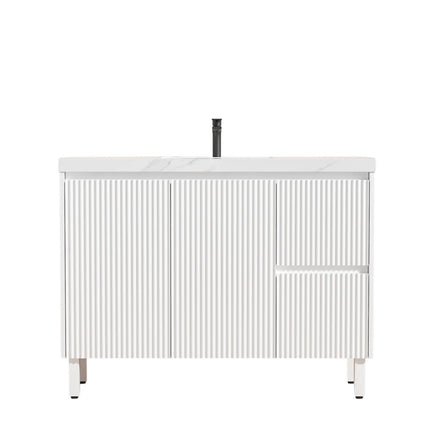 Crete Free Standing Vanity on Legs Matte White , 1200mm - RHD