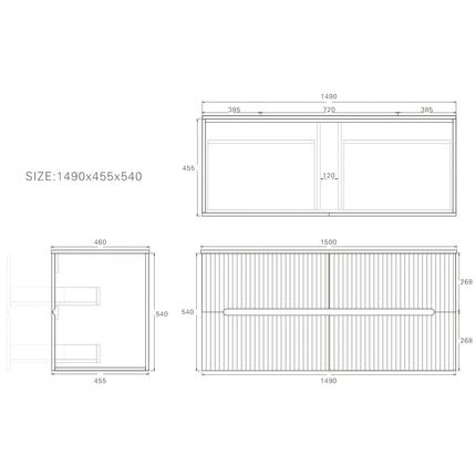 Cabarita Fluted Wall Hung Vanity Matte White ,