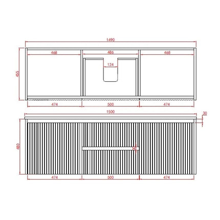 Crete Fluted Wall Hung Vanity Matte White ,