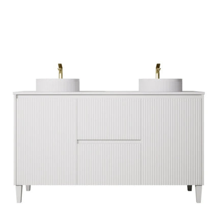Crete Free Standing Vanity on Legs Matte White , 1500mm - Centre Drawer
