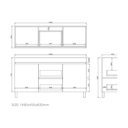 Camden Free Standing Vanity on Legs Coastal Oak