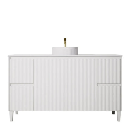 Crete Free Standing Vanity on Legs Matte White , 1500mm