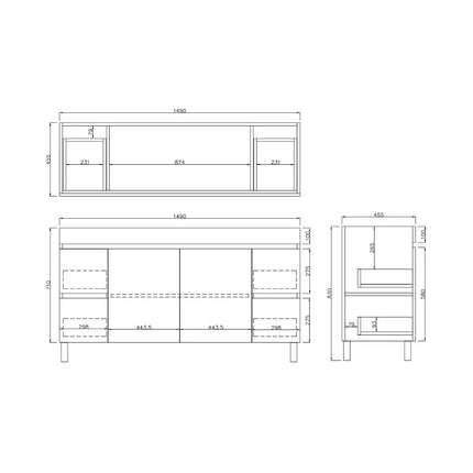 Camden Free Standing Vanity on Legs Coastal Oak