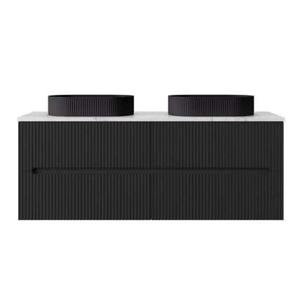 Cabarita Fluted Wall Hung Vanity Matte Black , 1500mm - 2B