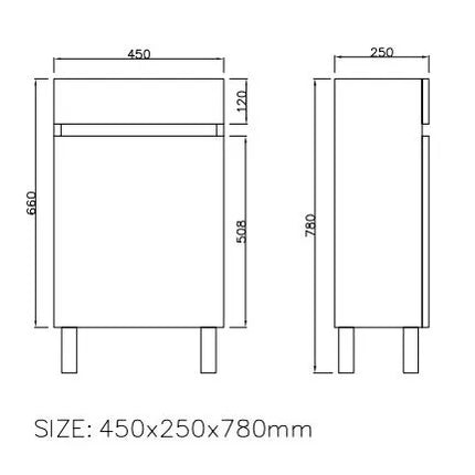 Crete Mini Free Standing PVC Vanity on Legs 450X255X630mm