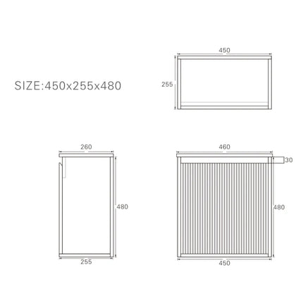Crete Mini Wall Hung PVC Vanity 450X255X480mm