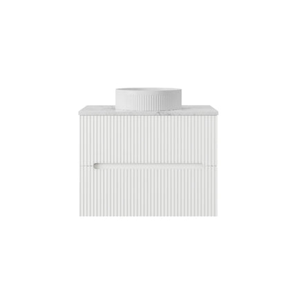 Cabarita Fluted Wall Hung Vanity Matte White , 600mm