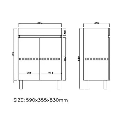 Camden Slim Free Standing Vanity on Legs Coastal Oak