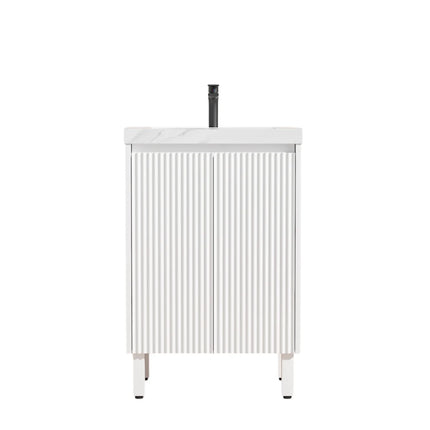 Crete Free Standing Vanity on Legs Matte White , 600mm
