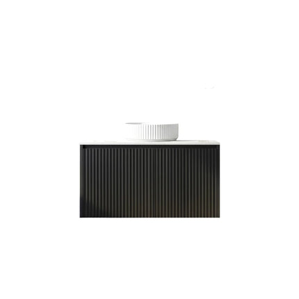 Crete Fluted Wall Hung Vanity Matte Black , 600mm