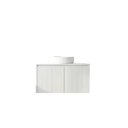 Crete Fluted Wall Hung Vanity Matte White , 600mm