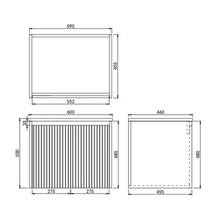 Crete Fluted Wall Hung Vanity Matte White ,