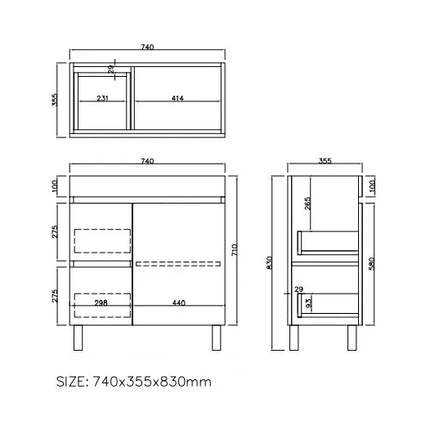 Camden Slim Free Standing Vanity on Legs Coastal Oak