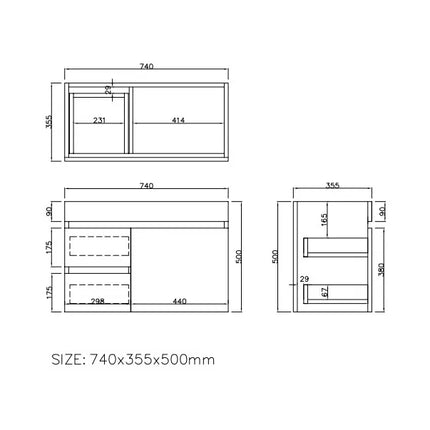 Camden Slim Wall Hung Vanity Prime Oak