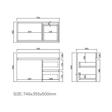 Camden Slim Wall Hung Vanity Coastal Oak