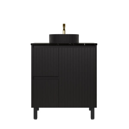 Crete Free Standing Vanity on Legs Matte Black , 750mm - LHD