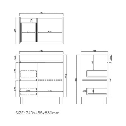 Camden Free Standing Vanity on Legs Coastal Oak