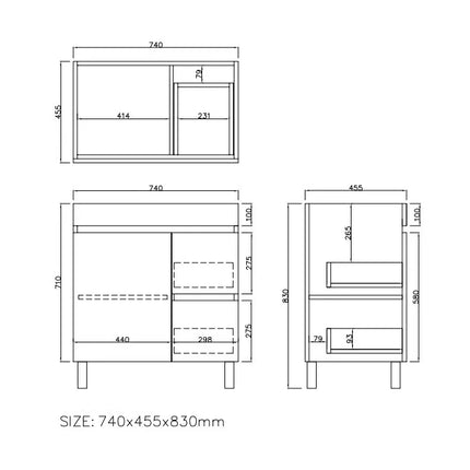 Camden Free Standing Vanity on Legs Coastal Oak