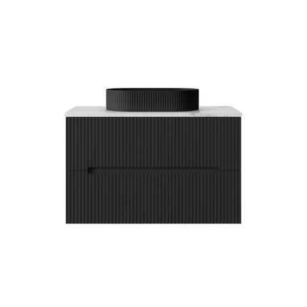 Cabarita Fluted Wall Hung Vanity Matte Black , 900mm