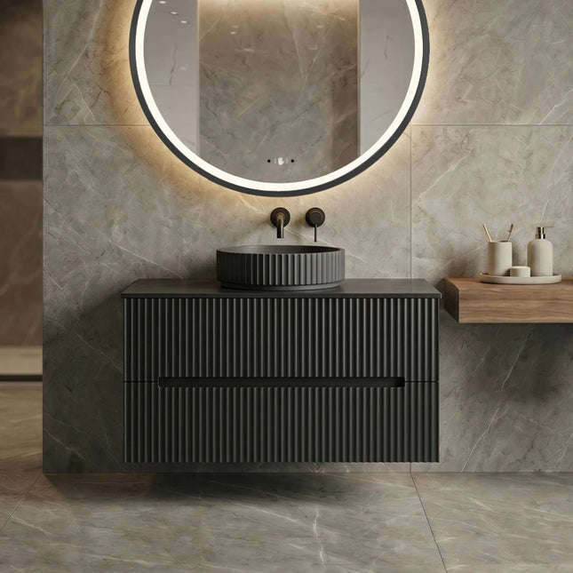 Cabarita Fluted Wall Hung Vanity Matte Black