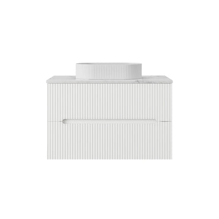 Cabarita Fluted Wall Hung Vanity Matte White , 900mm