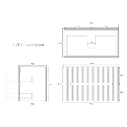 Cabarita Fluted Wall Hung Vanity Matte White ,