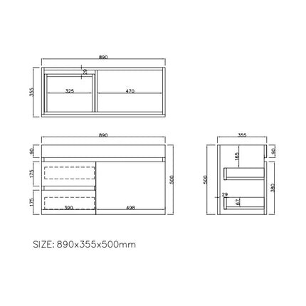 Camden Slim Wall Hung Vanity Coastal Oak