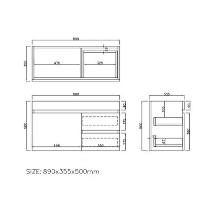 Camden Slim Wall Hung Vanity Coastal Oak